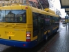Jeden ze tří nových trolejbusů 30Tr (konkrétně #178), dnes vyrazil do ostrého provozu již s cestujícími. 30Tr SOR opouští stanici Trnovany, Policie Čr. - 9. 12. 2013 
