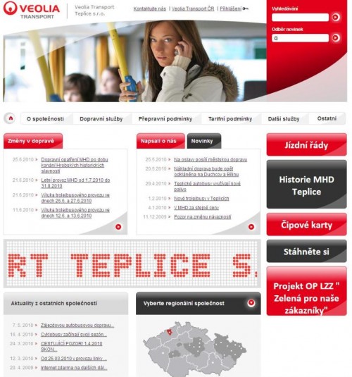 Nový web Veolia Transport Teplice.
